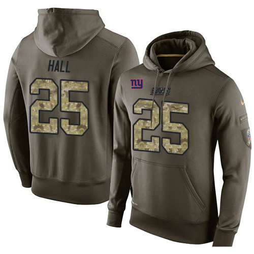 NFL Nike New York Giants #25 Leon Hall Green Salute To Service Men's Pullover Hoodie